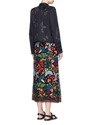 Figure View - Click To Enlarge - VALENTINO GARAVANI - 'Camubutterfly Noir' embroidery cotton twill band jacket