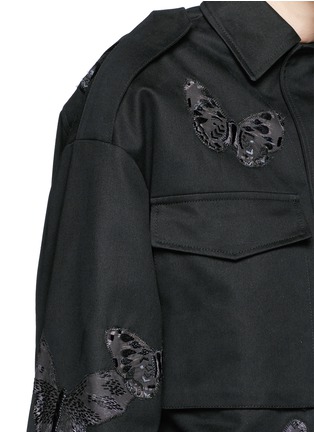 Detail View - Click To Enlarge - VALENTINO GARAVANI - 'Camubutterfly Noir' embroidery appliqué cotton jacket