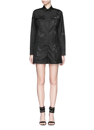 Main View - Click To Enlarge - VALENTINO GARAVANI - 'Camubutterfly Noir' embroidery cotton romper
