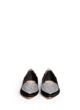 Figure View - Click To Enlarge - ISA TAPIA - 'Clement' glitter heart satin skimmer flats