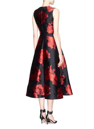Back View - Click To Enlarge - ALEXANDER MCQUEEN - Rose jacquard silk-wool dress