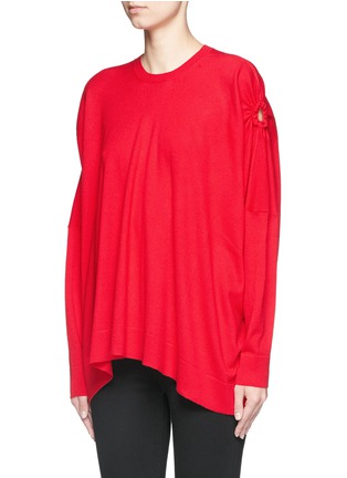 Front View - Click To Enlarge - ALEXANDER MCQUEEN - Cut-out sleeve wool sweater