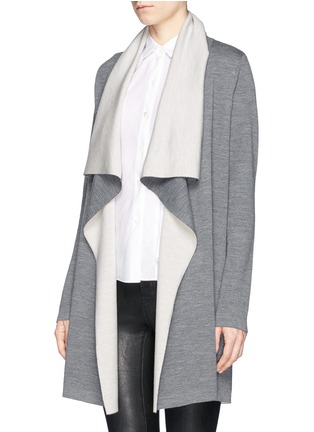 Front View - Click To Enlarge - VINCE - Two tone drape front long cardigan
