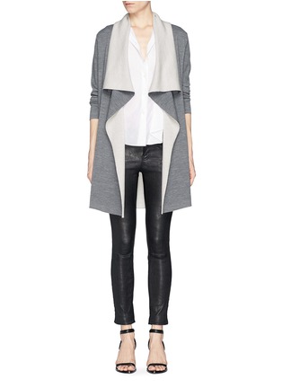 Figure View - Click To Enlarge - VINCE - Two tone drape front long cardigan