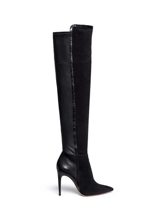 Main View - Click To Enlarge - ALEXANDRE BIRMAN - 'Arlete' snakeskin trim suede leather combo boots