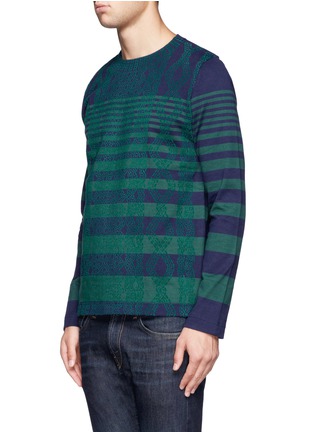 Front View - Click To Enlarge - SACAI - Velvet appliqué striped sweater