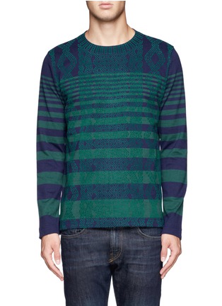 Main View - Click To Enlarge - SACAI - Velvet appliqué striped sweater