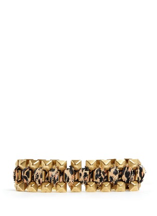 Main View - Click To Enlarge - ELA STONE - Rowina leopard print fabric stud bracelet