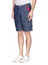 Front View - Click To Enlarge - WHITE MOUNTAINEERING - Cotton tencel denim shorts