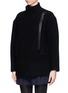 Front View - Click To Enlarge - CHLOÉ - Faux leather strap wool-blend jacket