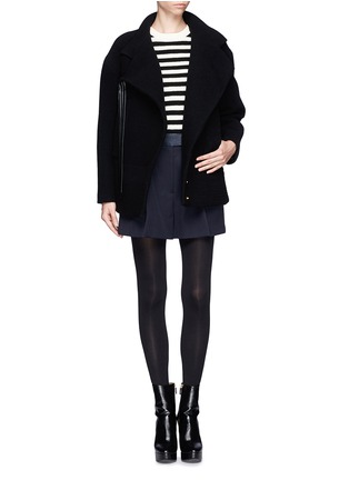 Figure View - Click To Enlarge - CHLOÉ - Faux leather strap wool-blend jacket
