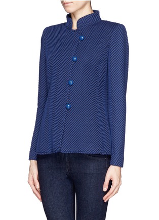 Front View - Click To Enlarge - ARMANI COLLEZIONI - Herringbone knit jacket