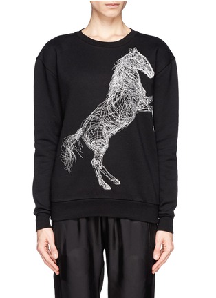 Main View - Click To Enlarge - STELLA MCCARTNEY - Horse embroidery fleece sweatshirt