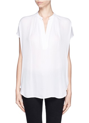 Main View - Click To Enlarge - VINCE - Gathered neckline silk blouse