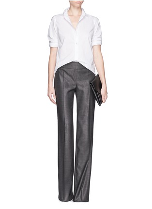 Figure View - Click To Enlarge - ARMANI COLLEZIONI - Dot weave wide leg pants