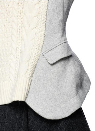 Detail View - Click To Enlarge - SACAI - Felt blazer panel cable knit sweater