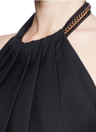 Detail View - Click To Enlarge - VICTORIA BECKHAM - Chain halter neck pleat dress