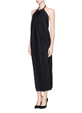 Front View - Click To Enlarge - VICTORIA BECKHAM - Chain halter neck pleat dress