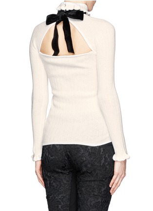 Back View - Click To Enlarge - ERDEM - 'Atena' velvet ribbon Merino wool sweater