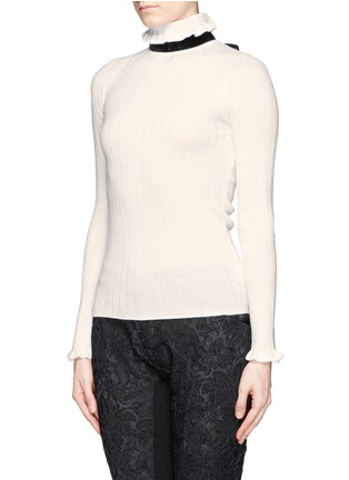 Front View - Click To Enlarge - ERDEM - 'Atena' velvet ribbon Merino wool sweater