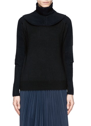 Main View - Click To Enlarge - TOGA ARCHIVES - Detachable snood contrast knit sweater