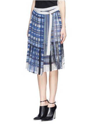 Front View - Click To Enlarge - SACAI - Tartan pleat chiffon wrap skirt