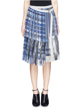 Main View - Click To Enlarge - SACAI - Tartan pleat chiffon wrap skirt
