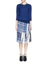 Figure View - Click To Enlarge - SACAI - Tartan pleat chiffon wrap skirt
