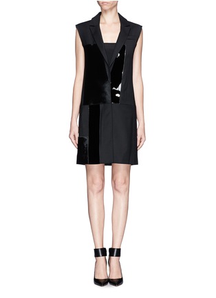 Main View - Click To Enlarge - VICTORIA, VICTORIA BECKHAM - Calf hair and patent leather wool suit dress