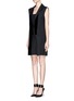 Figure View - Click To Enlarge - VICTORIA, VICTORIA BECKHAM - Calf hair and patent leather wool suit dress