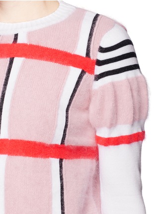 Detail View - Click To Enlarge - TANYA TAYLOR - Angora-wool plaid pouf sleeve sweater