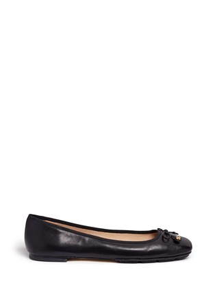 Main View - Click To Enlarge - TORY BURCH - 'Laila Driver' bow leather ballerina flats