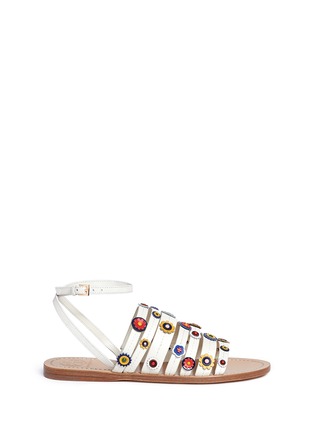 Main View - Click To Enlarge - TORY BURCH - 'Marguerite' floral patch strappy leather sandals
