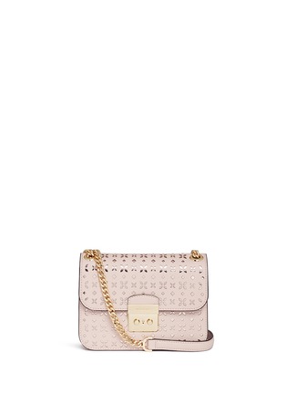 Main View - Click To Enlarge - MICHAEL KORS - 'Solan Editor' medium floral perforated leather bag