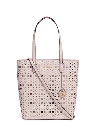 Main View - Click To Enlarge - MICHAEL KORS - 'Hayley' large floral perforated leather tote
