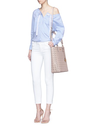 Figure View - Click To Enlarge - MICHAEL KORS - 'Hayley' large floral perforated leather tote