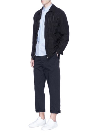 Figure View - Click To Enlarge - COMME DES GARÇONS HOMME - Stripe patchwork wool-linen blouson jacket