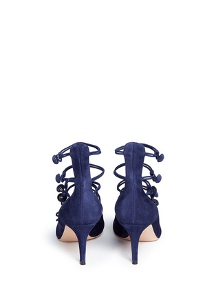 Back View - Click To Enlarge - GIANVITO ROSSI - Button caged suede pumps
