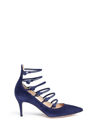 Main View - Click To Enlarge - GIANVITO ROSSI - Button caged suede pumps