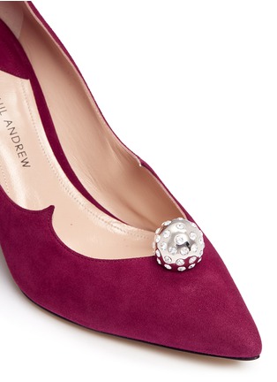 Detail View - Click To Enlarge - PAUL ANDREW - 'Kimura' Swarovski crystal orb suede pumps