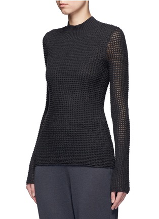 Front View - Click To Enlarge - MAIYET - Cashmere-silk open knit turtleneck sweater