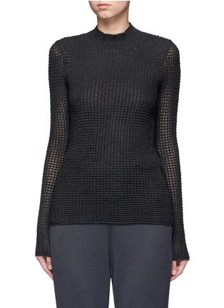 Main View - Click To Enlarge - MAIYET - Cashmere-silk open knit turtleneck sweater