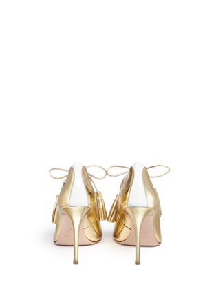 Back View - Click To Enlarge - APERLAI - 'Clarisse' wave cutout tasselled mirror leather sandals