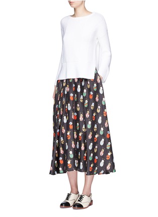 Figure View - Click To Enlarge - MACGRAW - 'Jardin' beetle print silk satin skirt