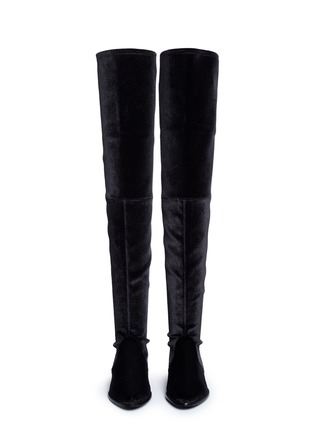 Front View - Click To Enlarge - STUART WEITZMAN - 'Leggy Lady' velvet thigh high boots