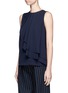Front View - Click To Enlarge - THEORY - 'Elmali' asymmetric layered silk georgette top