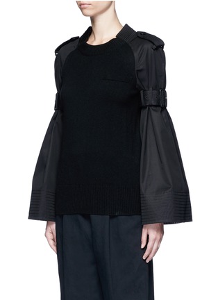 Front View - Click To Enlarge - SACAI - Strap raglan sleeve wool top
