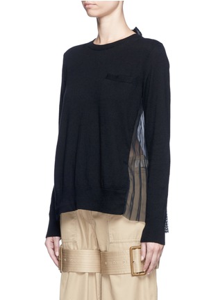 Front View - Click To Enlarge - SACAI - Dot scarf print pleated back knit top