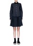 Main View - Click To Enlarge - SACAI - Velvet collar plissé pleat skirt poplin dress