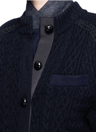 Detail View - Click To Enlarge - SACAI - Mix knit felted wool blend layered coat